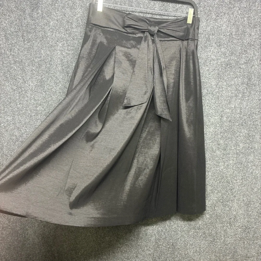 Preston & York A-Line Skirt Women 6 Black Bow Front‎ Pleated Midi Evening Formal